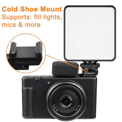 SOULWIT 2Pcs Windscreen Wind Muff for Sony ZV-1F/ZV-E10/ZV-1/ZV-E1/ZV-1 II Vlog Cameras, Cold Shoe Adapter with Furry Windshield + Mic Cover - Black