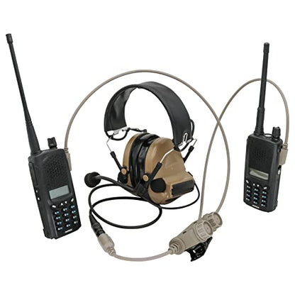 U94 Dual PTT 2 Pin K Plug for UV5R Tactical Headset w/7.0mm Jack | Tactical Headsets (Civilian),Waterproof ABS Build,Two Independent Buttons,Two-Way Control,Adjustable Clip