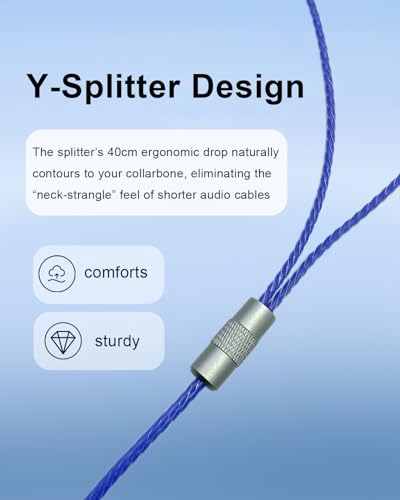 Earphone Replacement Cable 3.5mm MMCX Earbuds Cable, 3.94FT, Blue | for Shure SE215 SE315 SE425 SE535 SE846 Earphones, Plug and Play