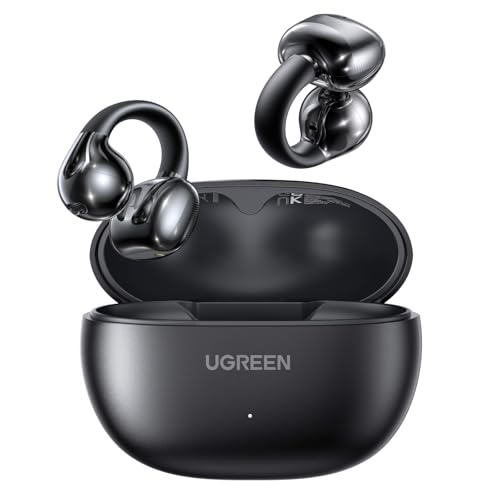 UGREEN HiTune S3 Open Ear Earbuds, Bluetooth 5.4, Clip on Earbuds, Black | Lightweight, Comfort, Wireless Headphones ENC Clear Calls, 30H Playtime, IPX5 Waterproof, for Driving Running Workout Cycling - color: Black
