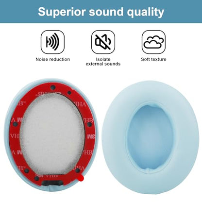 Studio 3 Ear Pads Cushions Replacement Earpads for Beats Studio 2 & Studio 3 Wired & Wireless Headphones, Ear Cushions Memory Foam Earpads with Soft Protein Leathe-Crystal Blue - color: Crystal Blue