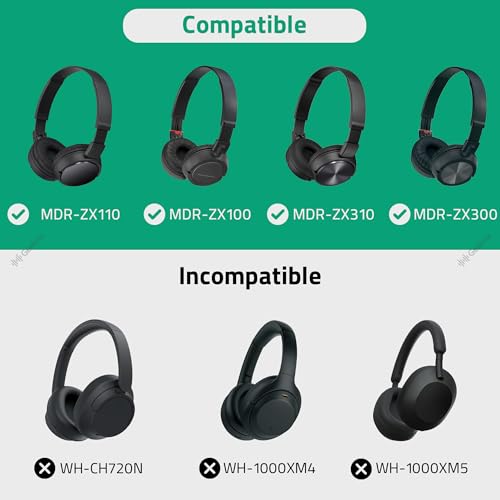 Geekria Shield Headphones Case Compatible with Sony MDR-ZX300, MDR-ZX110 and More, Replacement Hard Shell Travel Carrying Bag with Cable Storage (Black)
