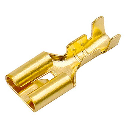 BAOMAIN 100-Pack 6.3mm 1/4" Female Spade Connector Non-Insulated Terminals | Copper 1/4" Non-Insulated Female Connectors with Locking Tab for 18-16 AWG Wire,Ideal for Automotive & DIY Projects