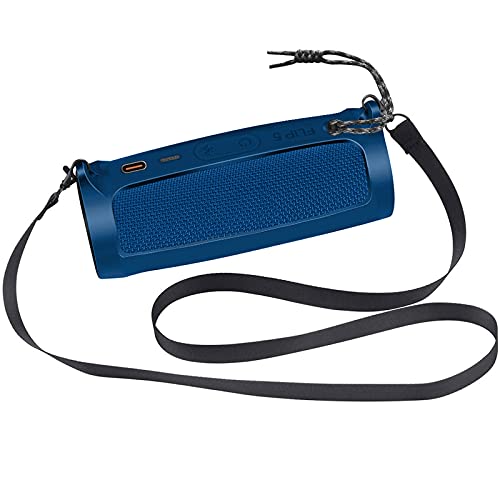 Silicone Case Compatible for FLIP 5 Portable Bluetooth Speaker, Gel Soft Skin Cover, Rubber Case, Travel Carry Pouch with Strap (Speaker and Accessories not Included)(Blue) | Soft Silicone Case for Flip 5 Speaker, Made for Grip, Travel Carry, and Everyday