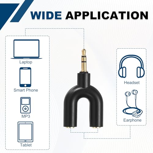 MECCANIXITY Headphone Splitter Adapter, 3.5mm Male to Dual Female Y Jack Aux Splitter for Phone Headset PS4 Switch Tablets, Black - color: Black