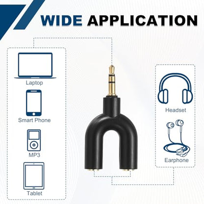 MECCANIXITY Headphone Splitter Adapter, 3.5mm Male to Dual Female Y Jack Aux Splitter for Phone Headset PS4 Switch Tablets, Black - color: Black