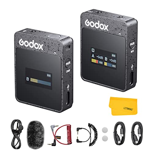 GODOX MoveLink II M1 Wireless Lavalier Microphone, Wireless Lavalier Mic Compatible DSLR Cameras, Camcorders, Smartphones for Vlog, Streaming, Podcasting, Interviewing, Video Producers