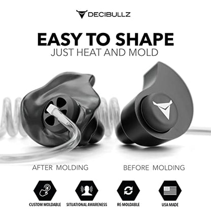 Decibullz Custom Moulded Security Two-Way Radio Surveillance Earpiece Set, Thermo-Fit Designed for Clear Acoustic Tube Radios | Model: +Awareness - style: Awareness Earpieces