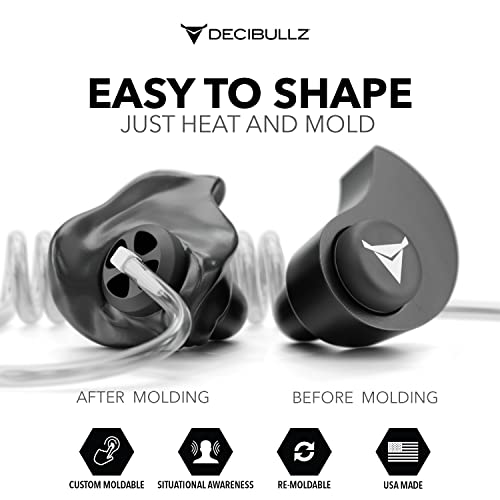 Decibullz Custom Moulded Security Two-Way Radio Surveillance Earpiece Set, Thermo-Fit Designed for Clear Acoustic Tube Radios | Model: +Awareness - style: Awareness Earpieces