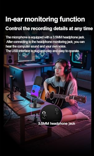 USB/XLR Dual-Mode Desktop Microphone, RGB Lighting, 3.5mm Monitoring Jack, Professional Live Broadcast (Microphone + Desktop Stand) - style: Microphone + Desktop Stand