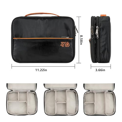 Electronics Accessories Organizer Bag, Waterproof Double LayerTravel Cable Organizer Case for Cords, Charger, Power Bank,Hard Drive, Mouse -Shockproof Tech Storage Pouch (Classic-two layers-Black) - style: Classic-two Layers-black