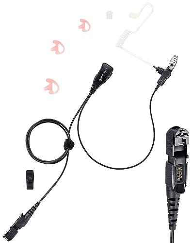 commountain Earpiece for Motorola Radios R5, XPR 3500e, XPR 3300e | Acoustic Tube Surveillance Headset, Noise Reducing PTT Mic, Reinforced Cable - size: For users above 6 feet tall