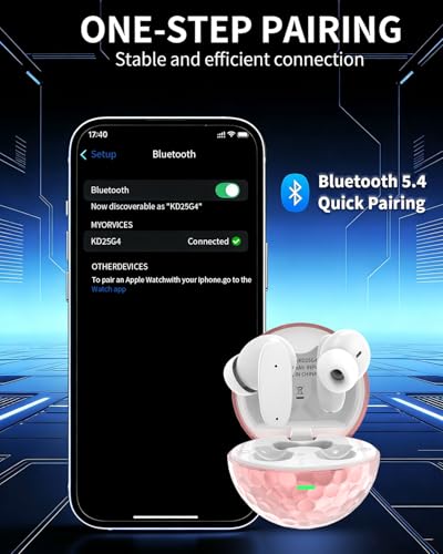 True Wireless Earbuds, Bluetooth 5.4 Headphones with Dual ENC ANC Noise Canceling, 13mm Drivers for Deep Bass Stereo, IPX7 Waterproof, 18H Playtime, USB-C Charging Case for iPhone Android - color: Rose gold