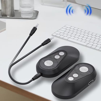 Bluetooth Audio Transmitter Receiver, AUX USB Sound Adapter Low Latency for TV PC Speakers Headphones