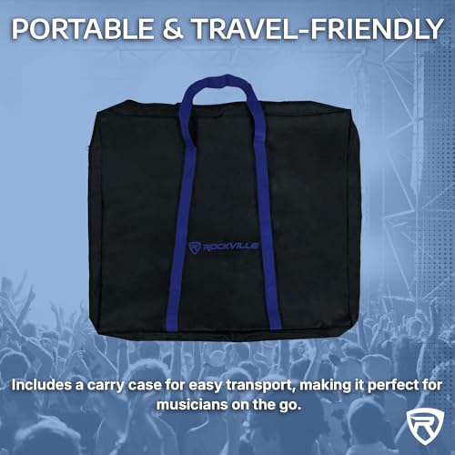 Rockville Z40W Z-Style Pro Keyboard Stand with Wheels, Adjustable Height | Bag Included, Adjustable Width, Lockable Wheels, 250 lb Capacity, Headphone Hook, Fits 49 Keys and Up, EVA Foam Pads