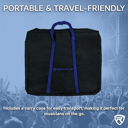 Rockville Z40W Z-Style Pro Keyboard Stand with Wheels, Adjustable Height | Bag Included, Adjustable Width, Lockable Wheels, 250 lb Capacity, Headphone Hook, Fits 49 Keys and Up, EVA Foam Pads
