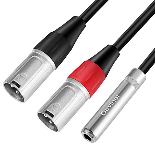 1/4 inch Female to Dual XLR Breakout Cable, 6.35mm TRS to 2 XLR Male Audio Converter, 1FT Y Splitter Cord Wire - color: XLR Male