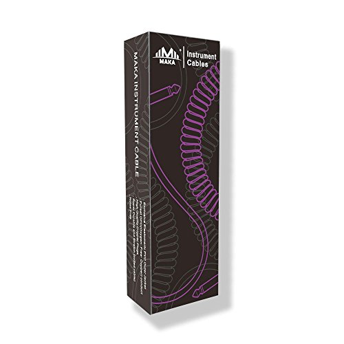Premium Guitar Coil Cable 30 Feet, Instrument Coiled Curly Cord for Guitar Bass, 1/4 inch Right Angle to Straight, Purple - size: 30' (Purple)