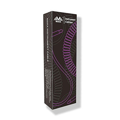 Premium Guitar Coil Cable 30 Feet, Instrument Coiled Curly Cord for Guitar Bass, 1/4 inch Right Angle to Straight, Purple - size: 30' (Purple)
