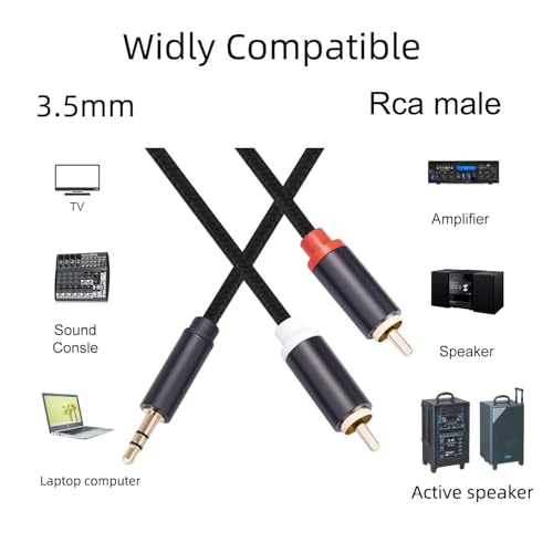 (16.5 FT / 1 Pack) 3.5mm to RCA Cable,3.5mm Male to 2RCA Male Audio Stereo Cable for Smartphones, MP3, Tablets, Speakers, HDTV - size: 16.5 FT