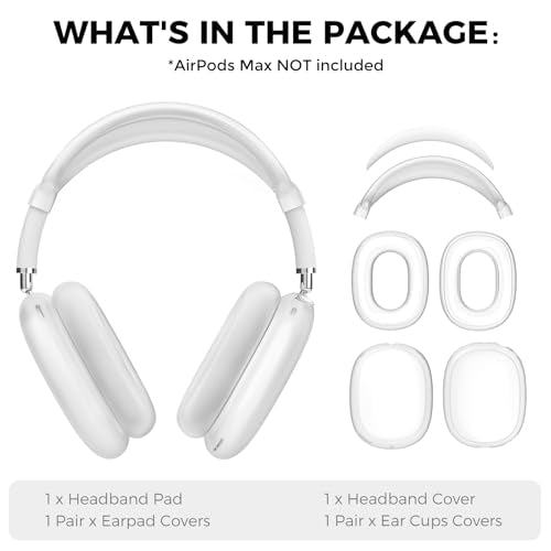 AHASTYLE Silicone Case Cover for AirPods Max Headphones (USB-C/Lightning) - color: Matte Clear