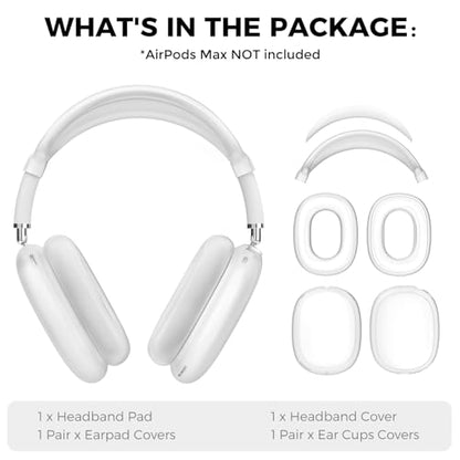 AHASTYLE Silicone Case Cover for AirPods Max Headphones (USB-C/Lightning) - color: Matte Clear