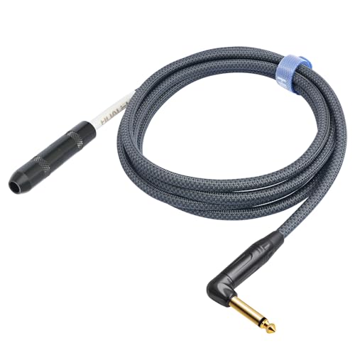 6FT 6.35mm Right Angle TS Male to 6.35mm 1/4 Inch TS Female Cable, 6.35mm 1/4 Mono Male to Female Connector for Bottom Plug Guitar/V-Shape Guitar/Front Facing Jack Guitar-1Pack - color: 6FT Grey*1