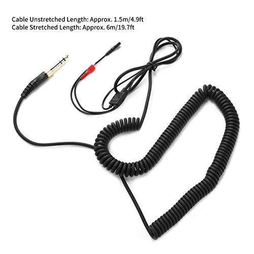 Headphone Coiled Audio Cable with 3.5mm to 6.35mm Adapter, Replacement Cable for Sennheiser HD25 HD560 HD540 HD430 HD250, Oxygen - Free Copper Twisted Pair for HD Sound