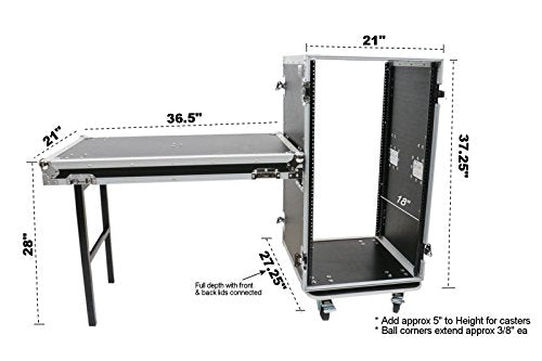 OSP Cases | ATA Road Case | 20-Space Amp Rack | 20" Deep | Standing Lid Table | RC20U-20SL - size: 20 Space, 20" Table