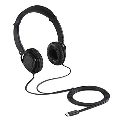 Kensington USB-C Hi-Fi Headphones, On-Ear for Kids, for School, for Adults, Padded Adjustable Headband, 6 ft Cord (K97456WW), Black