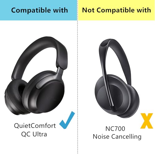 QC Ultra Ice Silk Earpads Headband Cushions for Bose QuietComfort Ultra | Cooling Gel Fabric Ear Pads Replacement Thickness Covers Noise Isolation - Black