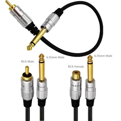 6.35mm to RCA, RCA to 1/4 Mono TS Cable, Gold Plated 6.35mm Mono Male to RCA Male Audio Interconnect Cable 1Feet/30cm - color: 6.35 M to RCA M 0.3M/1Ft