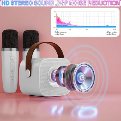 Mini Karaoke Machine for Kids & Adult, 4-12 Years Old Girls Christmas Birthday Gift, Karaoke Toys Gifts for Girls Ages 4, 5, 6, 7, 8, 9, 10, 12 +Year Old Birthday Party White - color: White