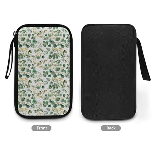 Green Leaf Print Electronic Organizer Travel Case Compatible with Laptop Power Adapter, Compatible with SD Card, USB Flash Disk - color: Green Leaf Print
