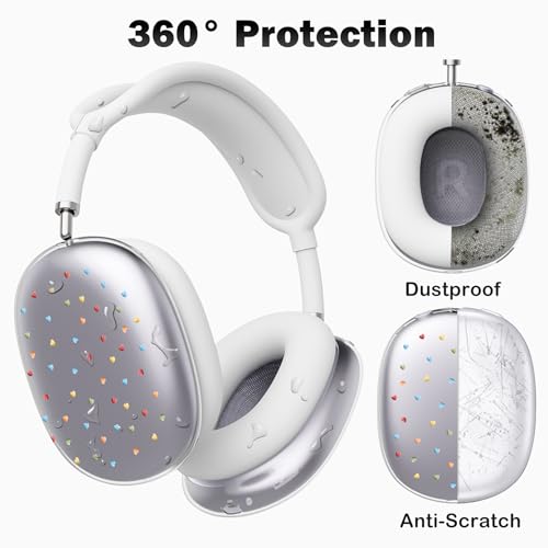 for AirPods Max Headphones Love Heart Ear Covers for AirPods Max 2 | Cute Y2K Clear Ear Cups Cover | White Silicone Ear Pad Case Headband Cover for Apple AirPods Max 2/1 (2026/2024/2020) - color: Heart F/White