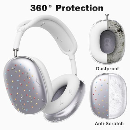 for AirPods Max Headphones Love Heart Ear Covers for AirPods Max 2 | Cute Y2K Clear Ear Cups Cover | White Silicone Ear Pad Case Headband Cover for Apple AirPods Max 2/1 (2026/2024/2020) - color: Heart F/White