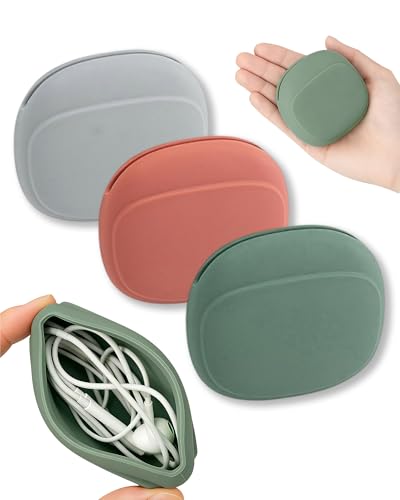 3pcs Silicone Earbud Pouch,Portable Cord Organizer Case Cable Holder | Cable storage box,earphone bag,Not prone to deformation,can be washed with water,compact and convenient,multi-functional use
