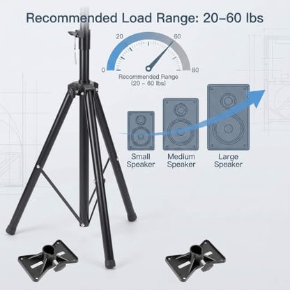 QWORK 2 Pack Adjustable PA Speaker Stands 39–77 Inches – Stable Tripod Mount for Stage, Studio & Events