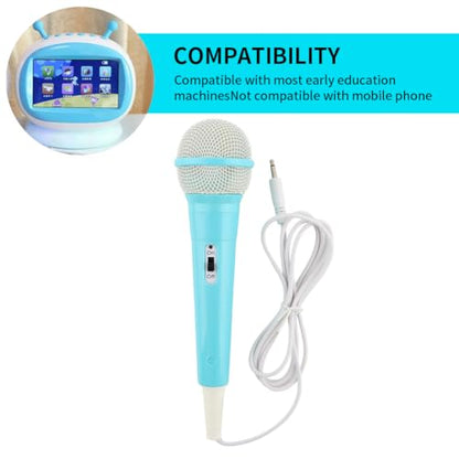 Wired Microphone, No Batteries Required, Plug & Play with 3.5mm Jack for Singing Machines, Portable Mic Gift for Girls/Boys Kids Singing Mechine(Color:Blue)