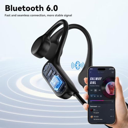 Swimming Headphones, IPX8 Waterproof Bone Conduction Headphone Wireless Underwater Earbuds with 32GB Memory for Swimming, Cycling, Marathon