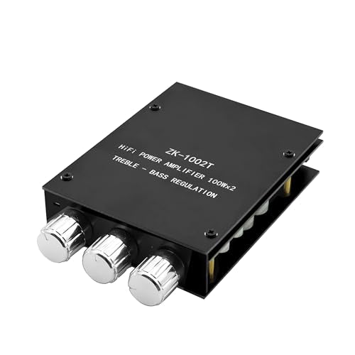 ZK-1002T 100W+100W Bluetooth Amplifier Board with Treble and Bass Control, 2.0 Channel Stereo Audio Mini Power Amplifier Board, TPA3116D2 Chip DC 9-24V, BT and AUX Inputs for DIY Wireless Speakers - size: Small