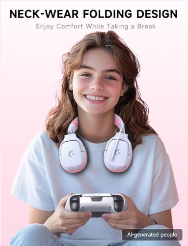 Gvyugke 2.4GHz Wireless Gaming Headsets for PS5, PS4, PC, Switch, Pink | Bluetooth 5.3 Gaming Headphones with Noise Canceling Mic, 7.1 Surround Sound, 70H Battery, Blue Lighting - color: Pink