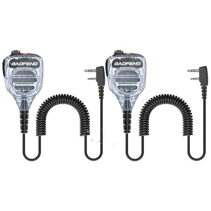 Baofeng Microphone Handheld Heavy Speaker BF-850 Ham Radio Mic IP54 Waterproof Volume Adjustable Speaker Mic for UV-5R BF-F8HP PRO AR-5RM UV-21R for Kenwood Retevis Walkie Talkies(2 Pack) - color: Clear