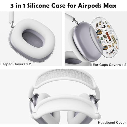 for AirPods Max Headphones London Ear Covers for AirPods Max 2 | Cute City Clear Ear Cups Cover | White Silicone Ear Pad Case Headband Cover for Apple AirPods Max 2/1 (2026/2024/2020) - color: London/White