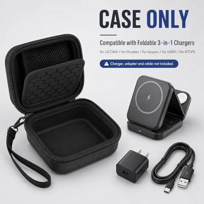 Hard Case for UCOMX/Hicober 3-in-1 Charger, Box Only | Hard shell case for UCOMX, Hicober, Iseyyox, LISEN and RTOPS 3-in-1 charger users, with divider and mesh pocket - color: Black