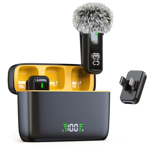 NPTCL 2 in 1 Wireless Lavalier Lapel Microphone for iPhone iPad Android