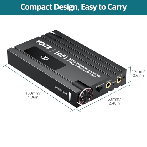 Professional 16-600Ω Bluetooth Headphone Amplifier with Bass Boost,3.5mm Portable HiFi Earphone Amplifiers,Gain Switch Bass Volume Adjust & Aluminum Case,Rechargeble Headphone Amp for Laptop - style: HiFi BASS with Bluetooth