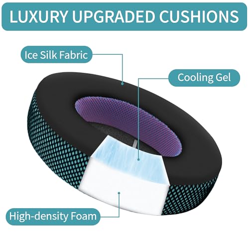 Upgraded Replacement Ear Pads for Bose 700 Noise Cancelling (NC700) - Cooling Gel Replacement Ear Pads, Ice Silk Fabric Memory Foam, Added Thickness, Extra Durable Ear Cushions–Black/Blue - color: Black/Blue