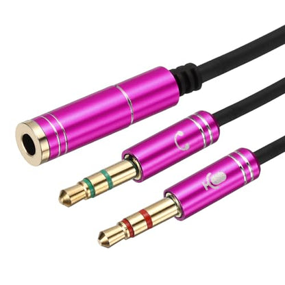 MECCANIXITY 3.5mm Splitter Female to 2 Dual 3.5mm Male Y Jack Splitter for Headphone Mic Audio PC Laptop Gaming Headsets, 3.3ft, Pink - color: Pink, size: 3.3ft