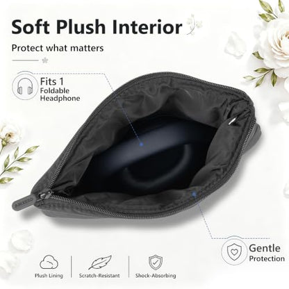 Geekria NOVA Headphones Puffy Pouch, Compatible with Bose QC Ultra/45, JBL Tune 710BT, Sony WH-CH720N, Headset Carrying Bag, Soft Travel Pouch Case for Over-Ear Headphones (Black) - color: Black